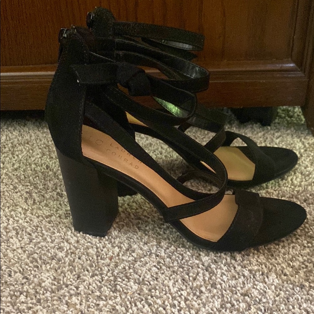 LC Lauren Conrad Black Block Heel Mary Janes